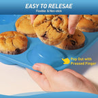 2 Pack 6 Cups Jumbo Muffin Pan with Metal Reinforced Frame Silicone Molds Cupcake Cake Baking Pans Oven Safe Silicone Molds Cookie Muffin Pan Tin Best Baking Sheets Non Toxic Clearance