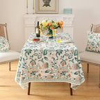 patdrea Designer French Green Table Cloth for Rectangle Table,Vintage Italian Floral Country Linen Extra Long Tablecloth,Decor Cover for Kitchen Dining,Christmas,Thanksgiving,67"x118"-Tree Life