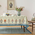 ISAENNE Designer Linen Floral Square Tablecloth,Light Green Farmhouse Durable Table Cloth,Fall Washable Decor Tablecloths for Dining Kitchen Thanksgiving Christmas,67"*67"-Floralsea B