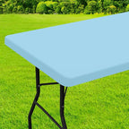 homing Rectangle Table Cloth Cover, Waterproof Polyester Elastic Fitted Tablecloth, Fits for 5 Foot Folding Tables, Washable Table Protector for Picnic, Camping, Outdoor (Light Blue, 30" x 60")