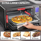 TOSHIBA AC25CEW-BS Large 6-Slice Convection Toaster Oven Countertop, 10-In-One with Toast, Pizza and Rotisserie, 1500W, Black Stainless Steel, Includes 6 Accessories