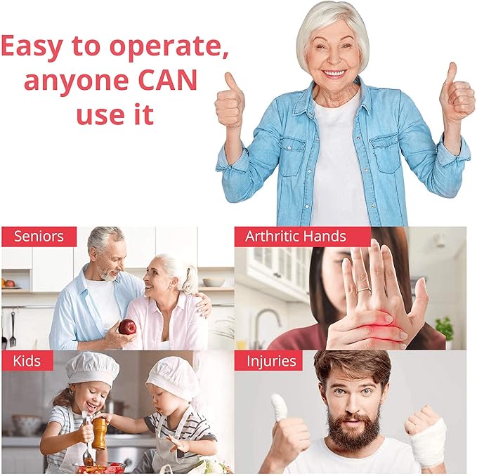 Kitchen Mama Auto Electric Can Opener: Open Your Cans with A Simple Press of Button - Automatic, Hands Free, Smooth Edge, Battery Operated, YES YOU CAN (Red)