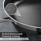 Innerwell Nonstick Frying Pans 9.5 Inch Hybrid Tri-Ply Stainless Steel Frying Pans Titanium Ceramic Nonstick Cooking Pan,PFAS/PFOA/PTFE Free,Compatible with All Cooktops