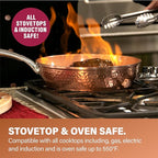 Gotham Steel Hammered 15 Pc Ceramic Cookware Set, Induction Pots and Pans Set Non Stick with Cooking Utensils & Steamer, Non Toxic Ceramic & Titanium Coating PFOA PFOS Free, Oven & Dishwasher Safe