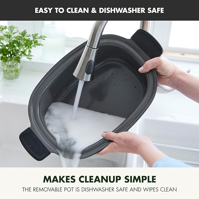 GreenPan Elite 14-in-1 Nonstick 6QT Electric Slow Cooker, PFAS-Free Ceramic Multi-Cooker, In-Pot Browning, Dishwasher Safe Lid & Removable Crock, Stainless Steel Steamer, Silicone Handles, Black