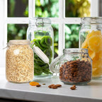 Clear Food Storage Jars 78oz Square, Airtight Glass Canister with Lids Set of 3, Kitchen & Pantry Organization Food Storage Container for Canning, Sugar, Flour, Candy, Cereal, Coffee