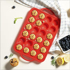 2 Packs 24 Cups Silicone Muffin Pan for Baking with Metal Reinforced Frame Mini Size Cupcake Pan Tray Chocolate Egg Pizza Bites Oven Cookie Mold Muffin Tin Tart Pans Sheet Set Small