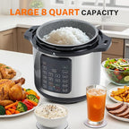 Simple Deluxe 16-in-1 Electric Pressure Cooker, 8QT Stainless Steel & Non-Stick Multi Cooker for Slow Cook, Meat Stew, Cake, Porridge, Multigrain, Dishwasher Safe, Silver