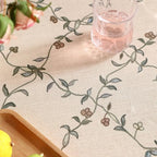 patdrea Designer Vintage Linen Round Table Cloth,Durable Breathable Floral Tablecloth,Dacorative Table Covers for Kitchen Dining Tea Party,Holiday,Christmas,Thanksgiving,Diameter 67"-Oliveirad