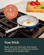 Caraway Mini Cookware Set - Non-Stick Ceramic Fry Pan (1.05 qt, 8") Sauce Pan (1.75 qt) & Storage Rack - Non Toxic, PTFE & PFOA Free - Oven Safe & Stovetop Agnostic (Gas, Electric & Induction) - Sage