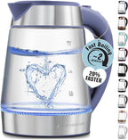 Zulay Kitchen Fast Boiling Electric Water Kettle - 1.7L, 1500W, Auto Shut-Off for Overboil & Boil Dry Protection, Cool-Touch Handle, 360° Base - Rapid Teapot Boiler For Coffee & Tea - Blue