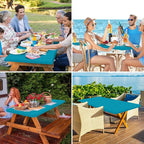 homing Rectangle Table Cloth Cover, Waterproof Polyester Elastic Fitted Tablecloth, Fits for 5 Foot Folding Tables, Washable Table Protector for Picnic, Camping, Outdoor (Teal, 36" x 60")