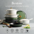 Tramontina Bestow Enameled Cast Iron Braiser Pan with Lid, 4-quart, Smoke with Gold Knob