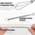 Anaeat Mini Wire Whisks, Set of 2 Portable Stainless Steel Kitchen Tiny Whisk & Egg Beater with Thick Wire - Sturdy Small Mixing Balloon for Cooking, Blending, Whiping, Beating and Stirring (5" + 7")