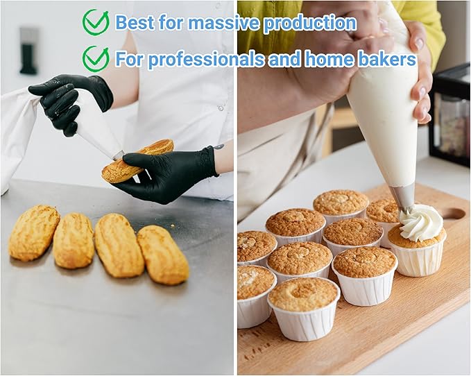 18 Inch Large Piping Bags - 100 Pack Disposable Pastry Bags - Thick Anti-Burst Pastry Icing Frosting Piping Bags For Decorating Cupcakes Cakes Cookies (Large 18 Inch-100 Pack)