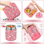 Bento Lunch Box for Kids with 12oz Soup Thermo Leak-Proof Lunch Food Container with 5 Compartment Thermo Hot Food Jar and Insulated Lunch Bag for Kid Toddler Girls Boys to School