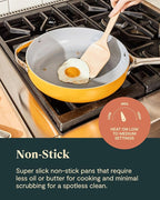 Caraway Nonstick Ceramic Cookware Set (12 Piece) Pots, Pans, Lids and Kitchen Storage - Non Toxic - Oven Safe & Compatible with All Stovetops - White