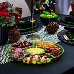 Plasticpro 6 Sectional Round Plastic Serving Tray/Platter (4, Green)