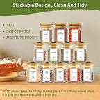 SLifeJars-Spice Jars with Label, 4 oz 24 pcs Spice Containers Glass Jars with Bamboo Lids, Seasoning Containers Bottles, Airtight Empty Glass Jars for Spice Rack,Drawer,Cabinet,Pantry