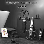 Magnetic Kitchen Scissors All Purpose 2 Pack - Halloween Bat Kitchen Shears - Heavy Duty Stainless Steel Cooking Shears for Cutting Meat, Food, Poultry - Featuring a Magnetic Protective Sheath
