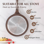 SENSARTE Nonstick Crepe Pan, Swiss Granite Coating Dosa Pan Pancake Flat Skillet Tawa Griddle 10-Inch with Stay-Cool Handle, Induction Compatible (Toffee Brown)