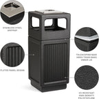Safco Canmeleon Trash Can, 30 Gallons, Indoor and Outdoor Use, Durable & Weather-Resistant Commercial Garbage Can with Ashtray, Black