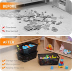 Plastic Storage Baskets With Lid, Storage Bins for Organizing, Stackable Decorative Containers for Shelves Drawers Desktop Closet Playroom Classroom Office, 8 Pack-Black