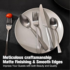 KINGSTONE Silverware Set for 8, 40-Piece 18/10 Stainless Steel Flatware Set,Forged Cutlery Set Matte Satin Finish, Dishwasher Safe
