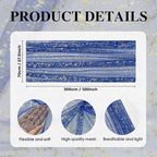 Artoid Mode 6PCS Blue Gold Gauze Table Runner 120 Inch 10FT, Glitter Metallic Foil Sheer Dining Wedding Anniversary Holiday Table Decor for Home Party