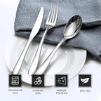 Silverware Set,SANTUO Stainless Steel Knives Spoon Forks Set for Home, Kitchen and Restaurant, Mirror Polished& Dishwasher Safe (12pcs-Silverware set)