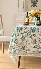patdrea Designer Green Rectangle Table Cloth,Vintage Italian Floral Country Linen Breathable Tablecloth,Decor Cover for Kitchen Dining,Christmas,Tea Party,Thanksgiving,55"x79"-Tree Life
