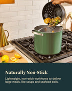 Caraway Stock Pot - 12 Qt Ceramic Coated Pot With Lid - Fee From Forever Chemicals - Large Pot for Bigger Batches - Gray