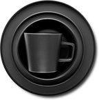 Stone Lain Celina Stoneware 16 Piece Dinnerware Set, Plates and Bowls, Black Matte Dish, Service for 4 – Minimalist Round Style, Microwave & Dishwasher Safe