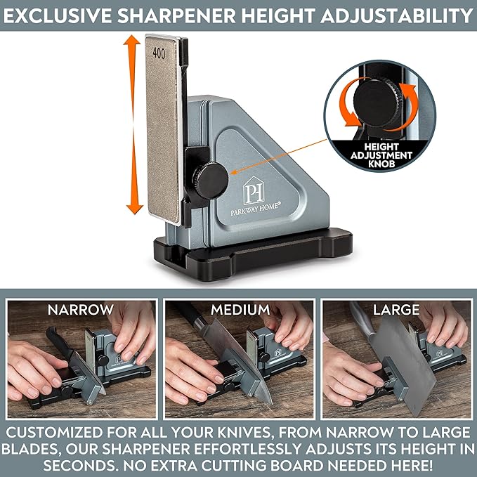 Rolling Knife Sharpener with Adjustable 10° to 40° Options and Adjustable Grinding Height, Knife Sharpener Kit, Roller Knife Sharpening System