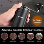 M7 Pro Manual Coffee Grinder,Titanium Coating Conical Burr,Hand Coffee Grinder with External 72 Grinding Scales,All-round Hand Grinder for Pour Over Drip French Press Espresso (Black)