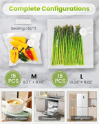 FEPPO Vacuum Sealer for Food with Visible Water Tank, Handheld Saver Compact Vacuum Sealer Machine with 30 Reusable Bags for 6X Preservation & Fresh, White