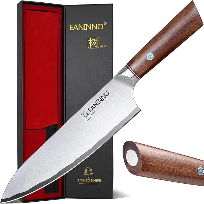 Chef Knife 8 inch Sharp Kitchen Knife, Japanese High Carbon Stainless Steel Cutting Chefs Knife Professional for Meat Vegetable with Bubinga Wood Handle