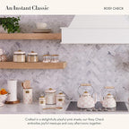 MACKENZIE-CHILDS Rosy Check Kitchen Canister, Decorative Pink-and-White Glass Storage Jar with Lid, Medium