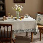 ISAENNE Designer Vintage Linen Elegant Rectangular Tablecloth,Chinoiserie Floral Indoor Table Cloth,Wrinkle Resistant Decor Table Cover for Dining Thanksgiving Kitchen,55"*79"-Segerman B