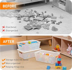 Plastic Storage Baskets With Lid, Storage Bins for Organizing, Stackable Decorative Containers for Shelves Drawers Desktop Closet Playroom Classroom Office, 6 Pack- White