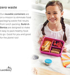 LunchBots Build -a- Bento Lunch Box, Silicone Bento Box for Kids, Multi-Compartment Lunch Container, Oven & Dishwasher Safe, BPA Free, 32 oz - Tie Dye Pink