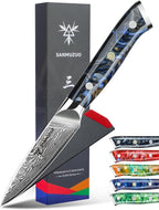 3.5 Inch Paring Knife - Kitchen Fruit Vegetable Knife Damascus Steel & Resin Handle - Xuan Series (Starry Black)