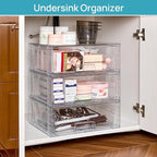 Vtopmart 2 Pack Large Stackable Storage Drawers,Easily Assemble Clear Acrylic Bathroom Closet Undersink Organizers,Plastic Storage Bins for Cabinet,Kitchen Pantry,Medicine Organization
