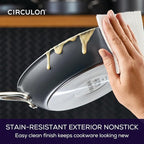 Circulon A1 Series with ScratchDefense Technology Nonstick Induction, Frying Pans/Skillets with Lids, Metal Utensil Safe, Skillet Set w/Lid (8.5", 10" & 12") - Graphite