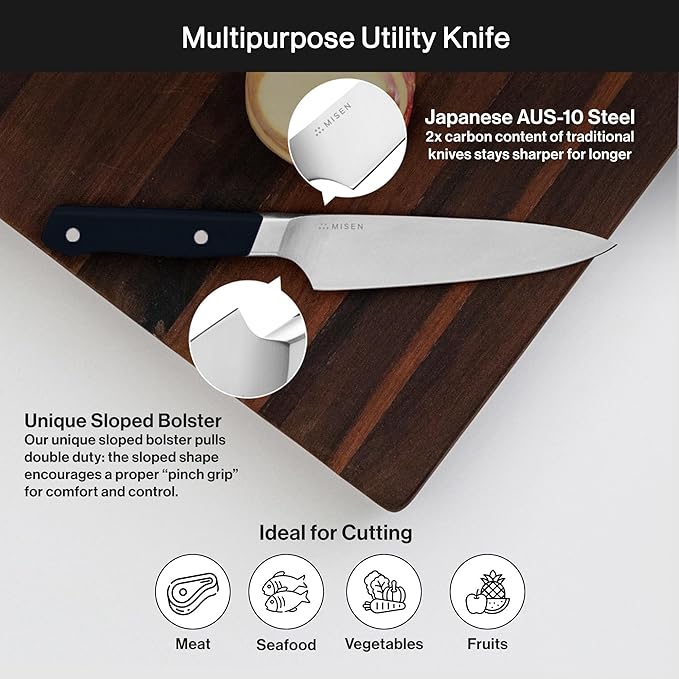 Misen 6.8" Chef Knife – High Carbon Japanese AUS-10 Stainless Steel – Hybrid German & Japanese Blade – Precision Kitchen Knife for Professionals & Home Cooks – Ultimate Cutting Performance - Black