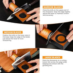 Rolling Knife Sharpener Kit – Magnetic 4-Angle Base, 3.86 Inches Longer Wooden Roller, 4 Grit Discs (1000/400 Diamond & 3000 Maroon / 6000 White Ceramic) and Leather Strop