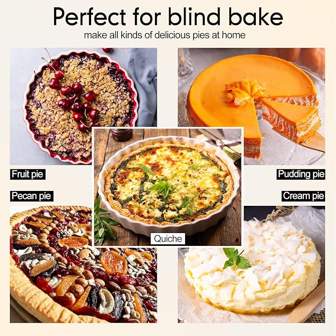 2 Pack White 2 lb Pie Weights for Baking Crust Ceramic Weights Blind Baking Beads with 50 Pcs Disposable Parchment Paper Pie Liner Fit 8,9,10 Inch Dish