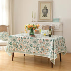 patdrea Designer Green Rectangle Table Cloth,Vintage Italian Floral Country Linen Breathable Tablecloth,Decor Cover for Kitchen Dining,Christmas,Tea Party,Thanksgiving,63"x87"-Tree Life
