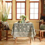 ISAENNE Designer Grayish Green Linen Table Cloth Rectangular,Floral Elegant Stain Resistant Tablecloth,Fall Vintage Decor Tablecloths for Dining Thanksgiving Kitchen Party,55"*87"-Andrew A