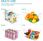 Vtopmart Clear Plastic Pantry Organizer Bins, 6 PCS Food Storage Bins with Handle for Refrigerator, Fridge, Cabinet, Kitchen, Countertops, Cupboard, Freezer Organization and Storage, BPA Free, Large